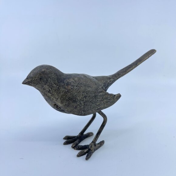 cast iron bird figurine pair with bronze patina rustic - Picture 7 of 11